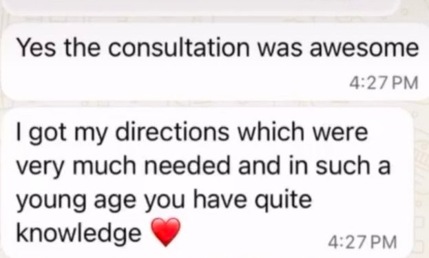 Client message: the consultation was awesome, I got the directions I needed